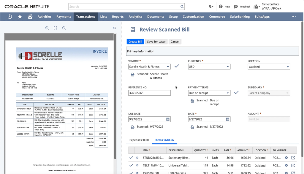 Screen shot of NetSuite Accounts Payable Automation functionality, which is a key feature of the cloud ERP's first update of the year - NetSuite Release 2023.1.