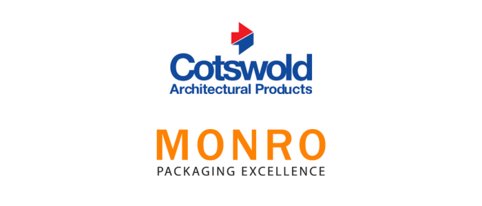 Logos of Corswold Architectural Products and Monro, which took part in a Brightbridge webinar to tell their experiences of switching from Sage 1000.